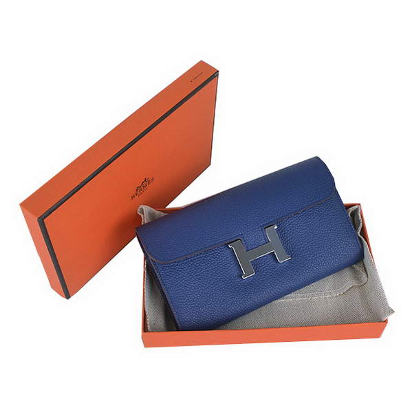 Cheap Fake Hot products Hermes Constance Long Wallets Royalblue Calfskin Le